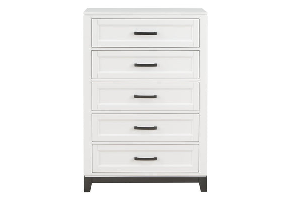 Chest blanca de cinco gavetas sobre fondo blanco